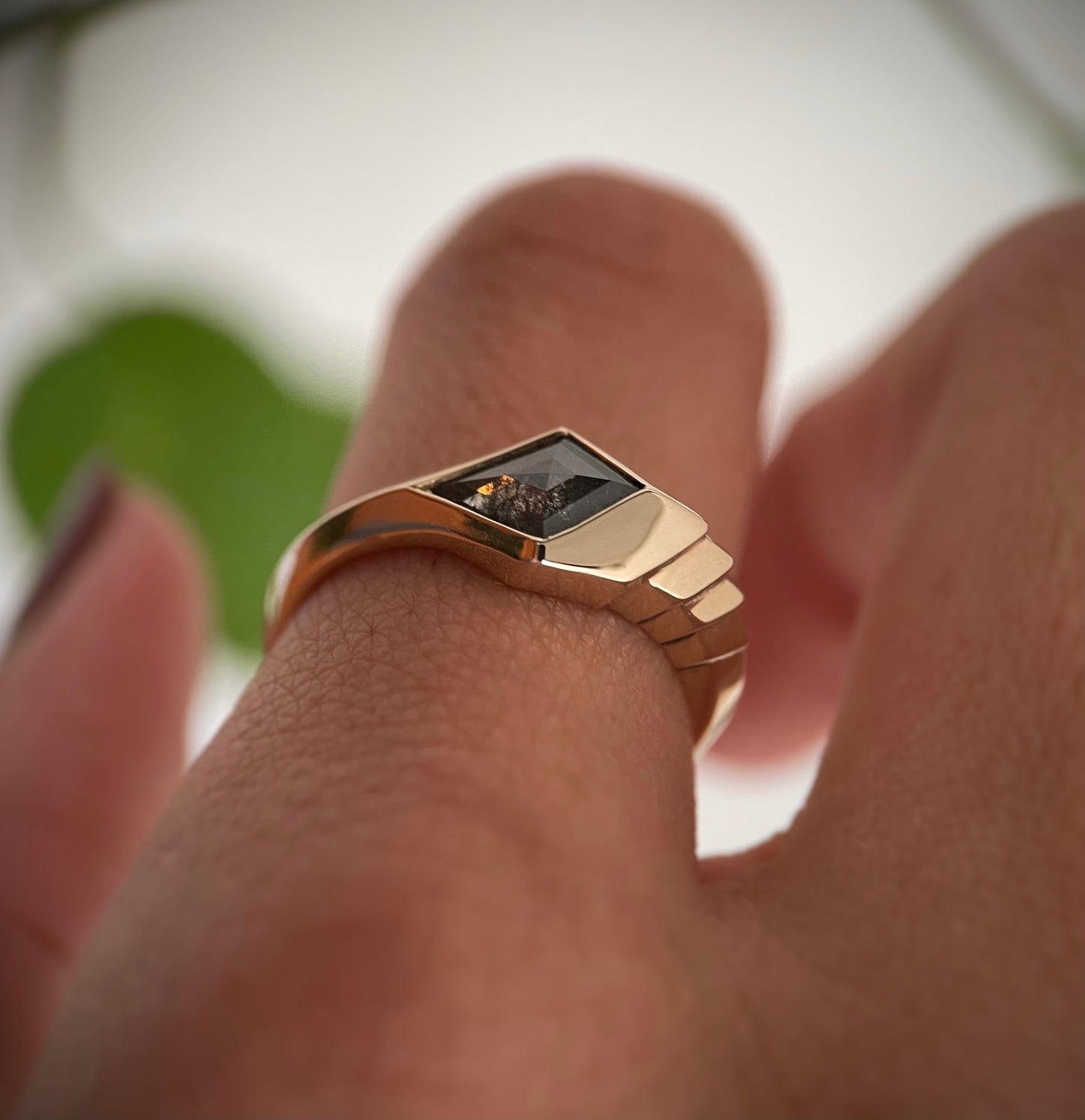 Salt and Pepper Kite Diamond Ring