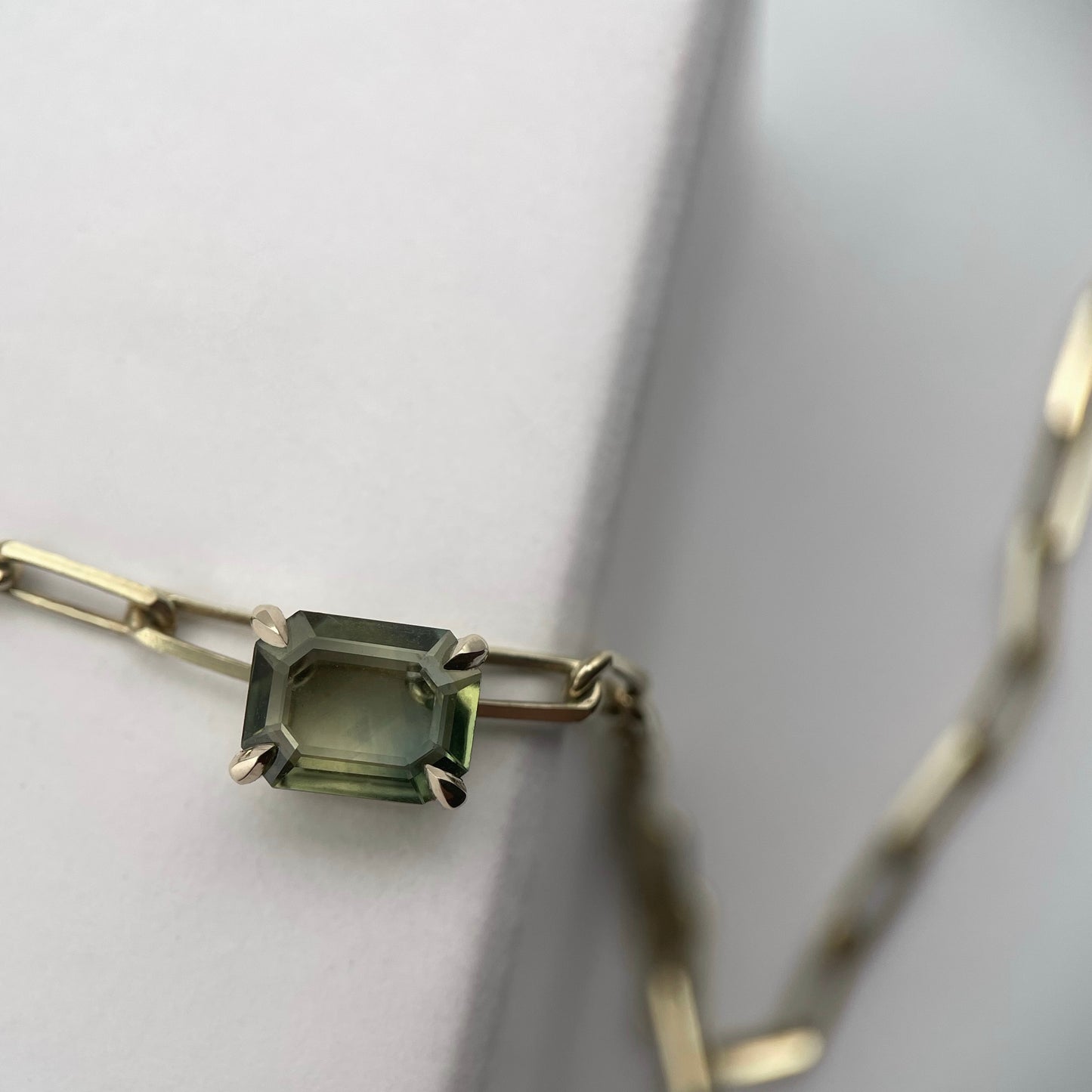 14k Paper Clip Chain with Sapphire Pendant